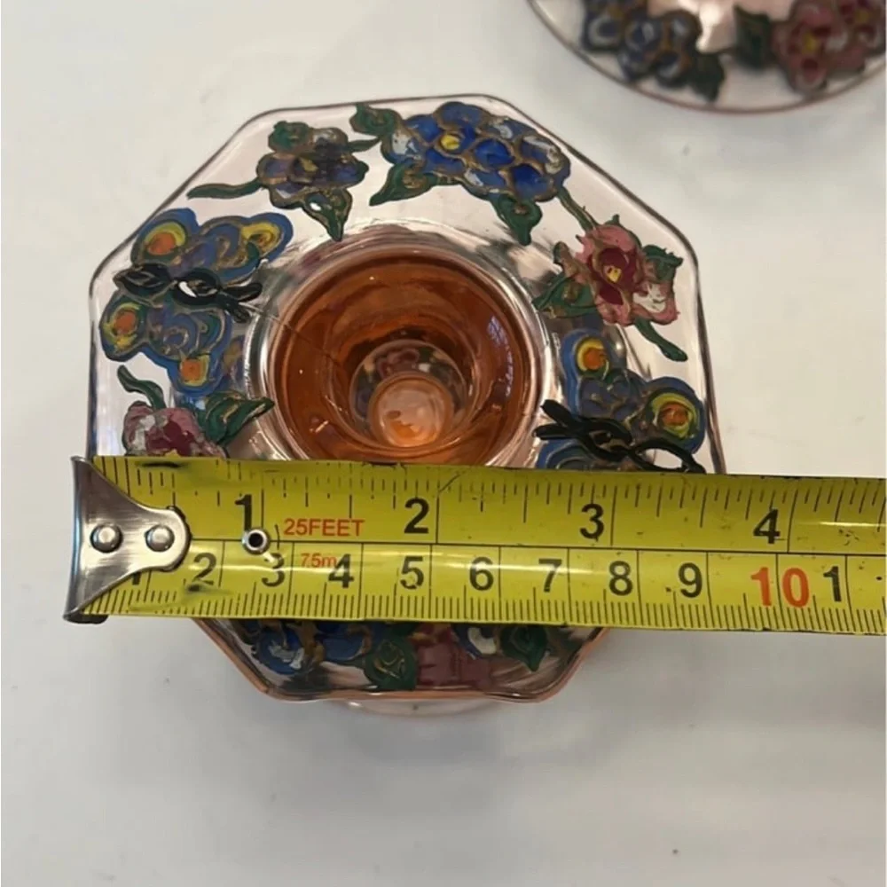 Floral Glass Candle Holders